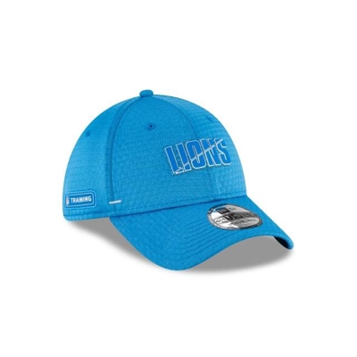 Blue Detroit Lions Hat - New Era NFL Official Summer Sideline 39THIRTY Stretch Fit Caps USA9307152